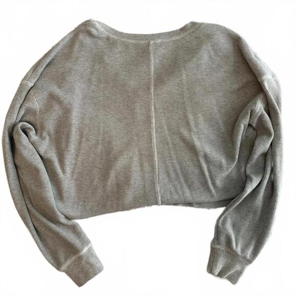 EUC BP Split Neck Thermal Crop Top Womens GREY HEATHER XL - Picture 3 of 4